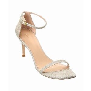 $450 Stuart Weitzman Amelina Ankle Strap Sandal Size 7 PLATINO GLITTER NUDIST
